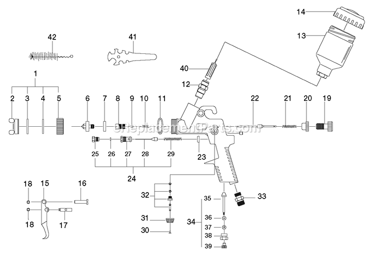 Page A Diagram and Parts List for PSH2 Type 0 Porter Cable Air Tool